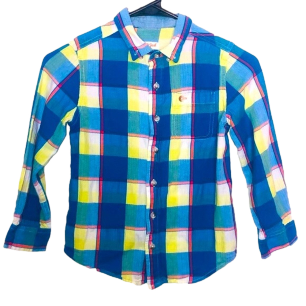 CAT & JACK Blue & Yellow Plaid Button Up Shirt
